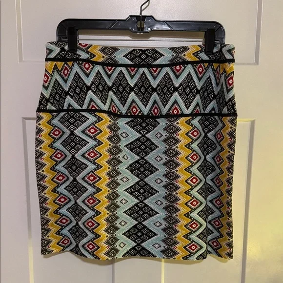 LOFT Zigzag Patterned Mini Skirt - Black, Yellow, Blue - Picture 2 of 3